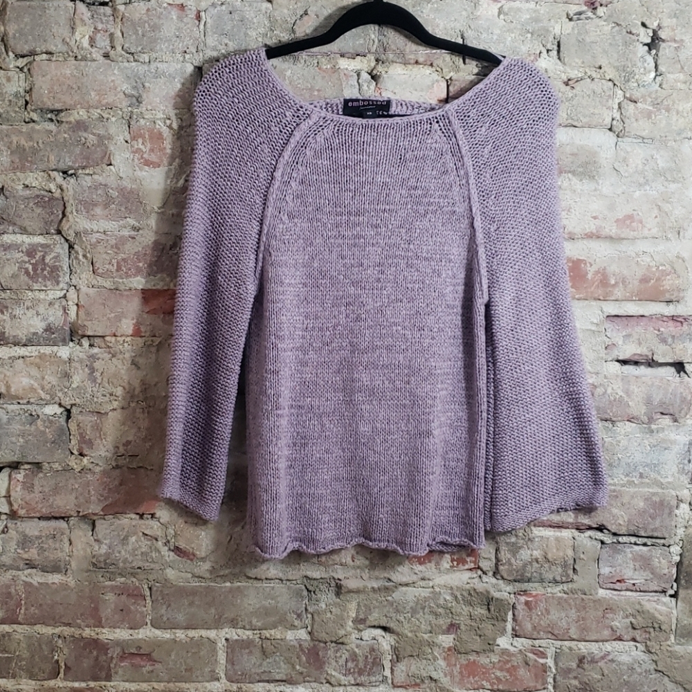 Embossed knit crop juniors lavender size XS